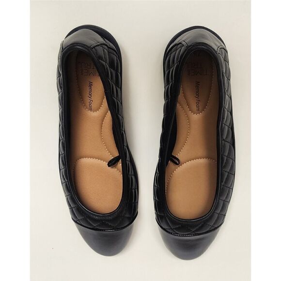 Time and Tru Cap Toe Quilted Ballet Flats Black Size 7.5 - Picture 7 of 10